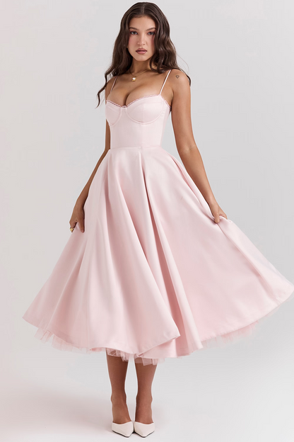 Damklänning Festklänning Elegant Vintage Stil Balklänning med Markerad Midja och Vid Kjol