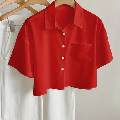 Dam Blus Kortärmad Skjorta Med Modern Cropped Passform För Vardagsbruk