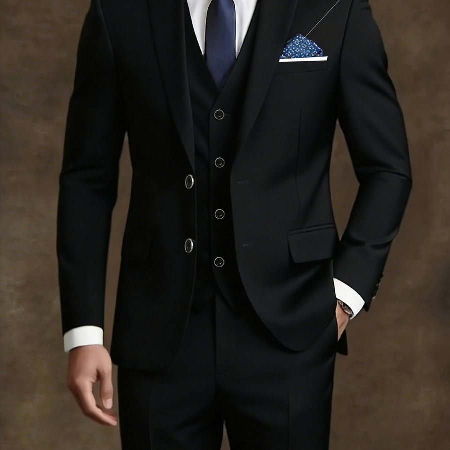 Men's 3-Piece Double-Breasted Slim Fit Suit