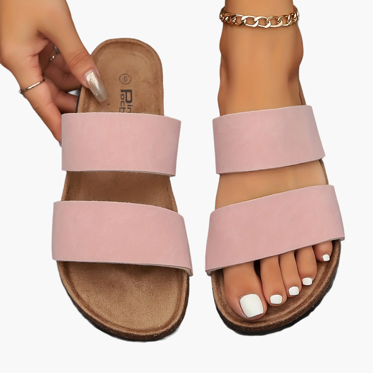 Damers Stilrena Slip-in Sandaler med Dubbelrem för Sommar och Vardag