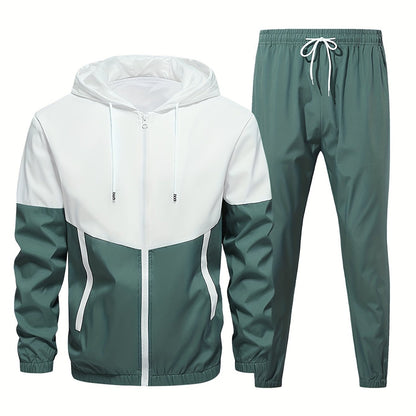 Herr Träningsset Sportig Hoodie och Byxor – Perfekt för Träning och Avslappning