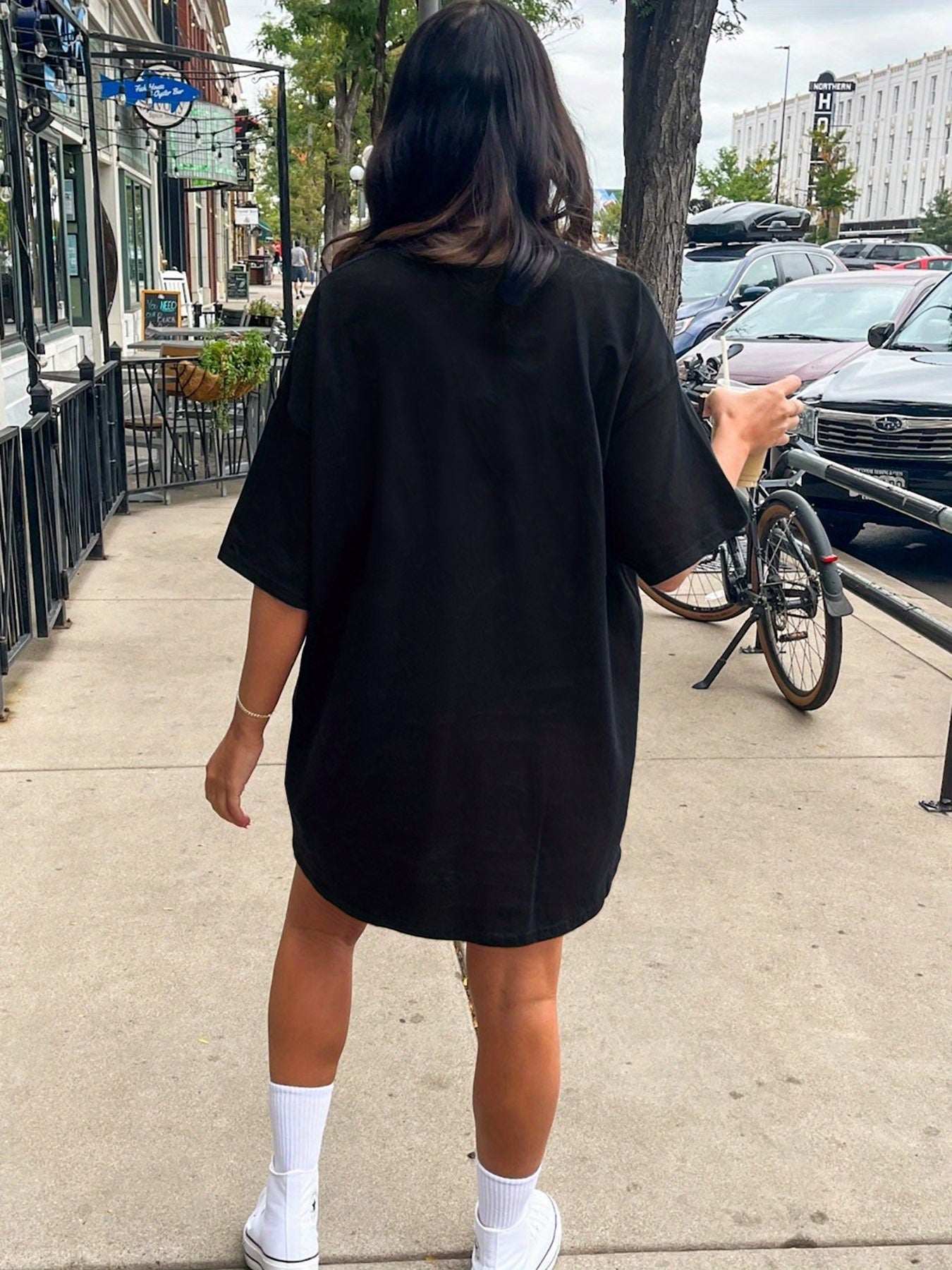 Dam T-shirtklänning Oversize Casual – Brooklyn New York Tryck, Streetwear, Sommar