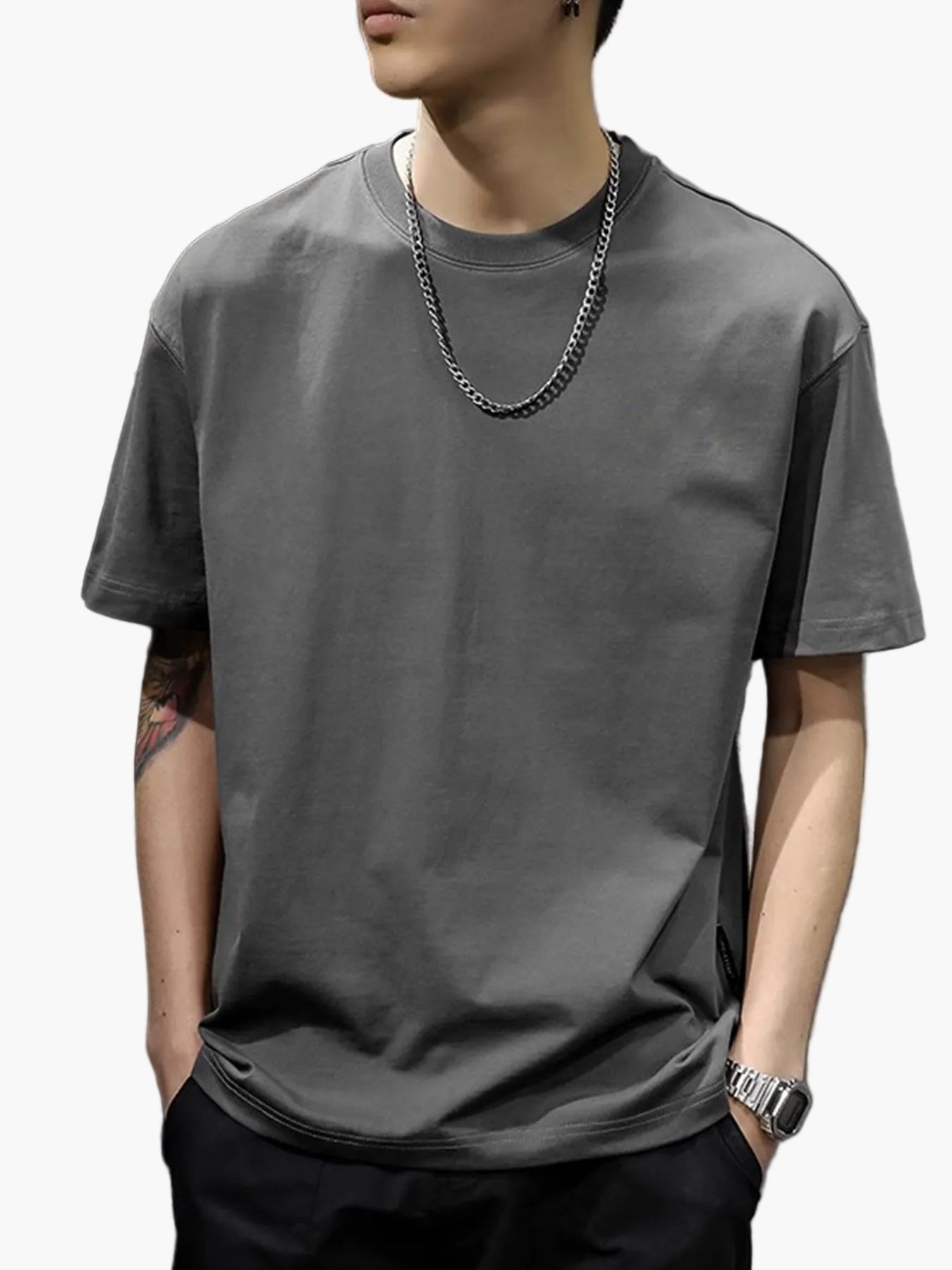 Herr T-shirt – Avslappnad Kortärmad Streetwear för Vardag och Fritid