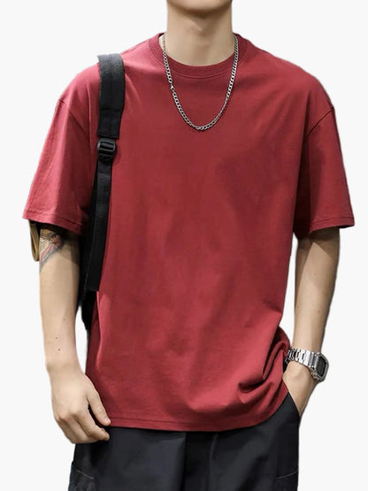 Herr T-shirt – Avslappnad Kortärmad Streetwear för Vardag och Fritid