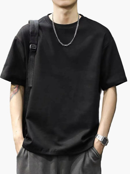 Herr T-shirt – Avslappnad Kortärmad Streetwear för Vardag och Fritid