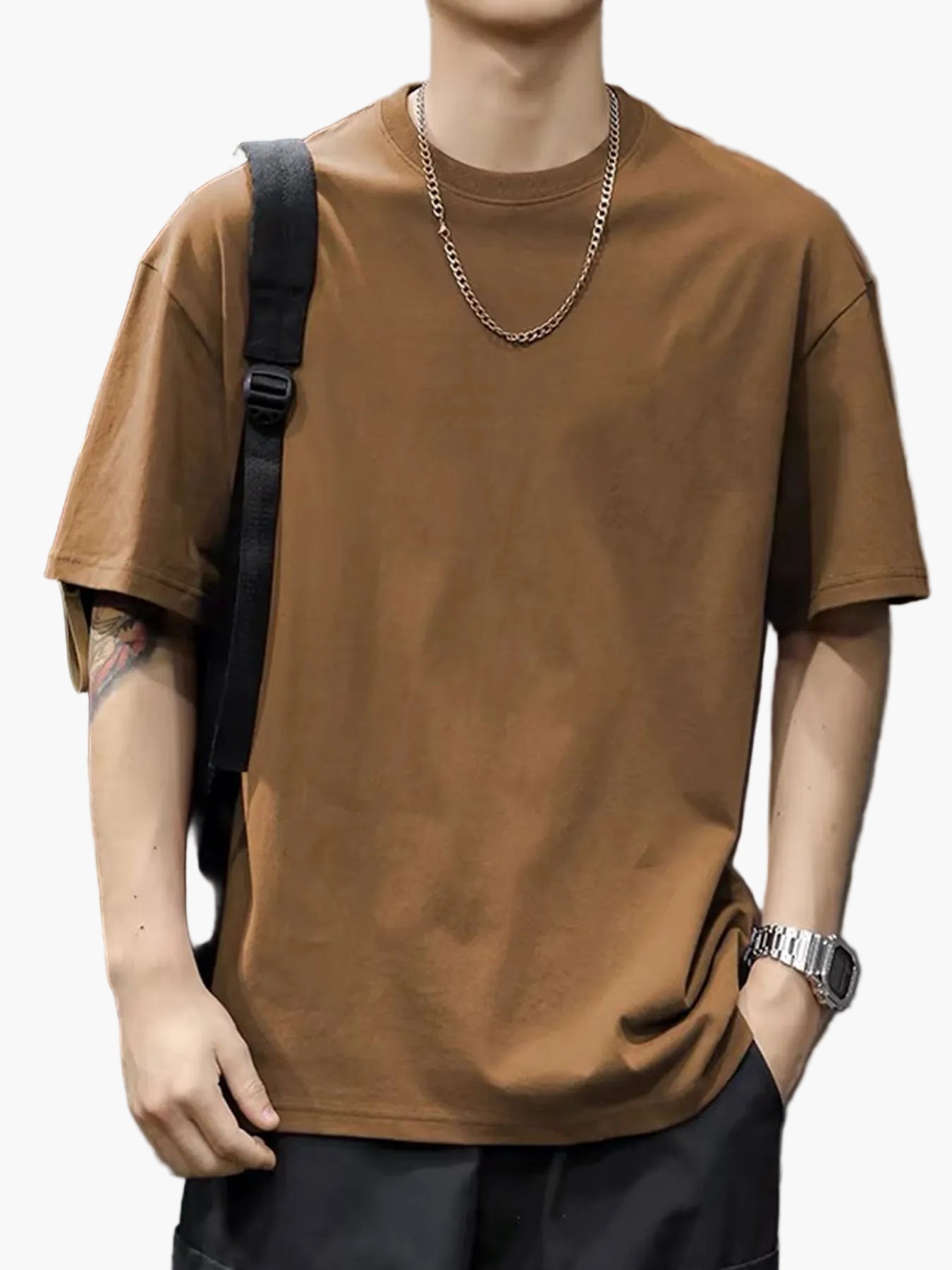 Herr T-shirt – Avslappnad Kortärmad Streetwear för Vardag och Fritid