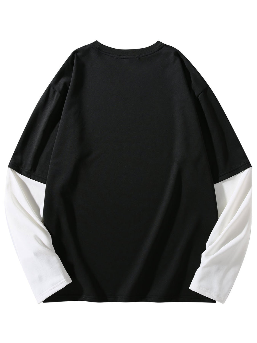 T-shirt i lager-på-lager-stil med tryck av karaktär med hörlurar