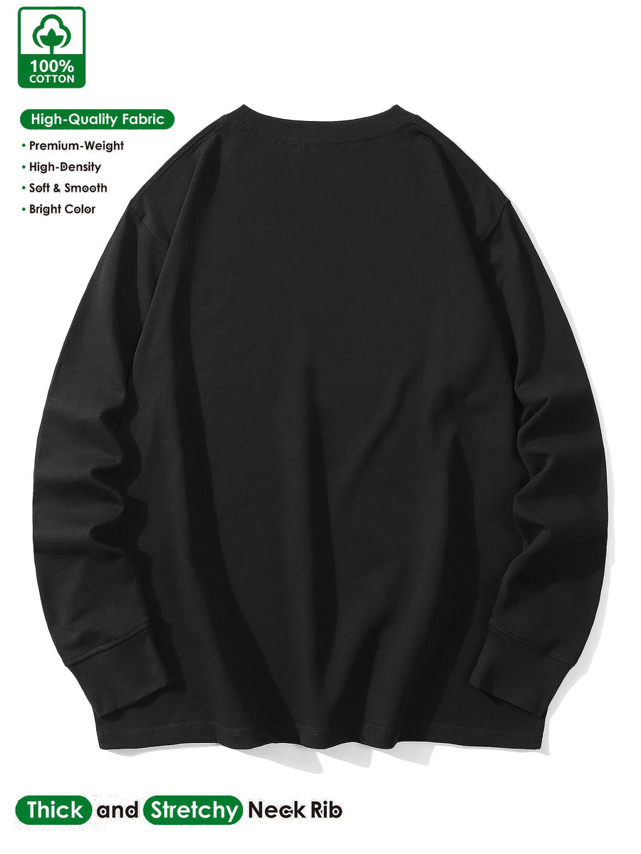 Långärmad T-shirt Herr Rundhalsad Enkel Färg Långa Ärmar
