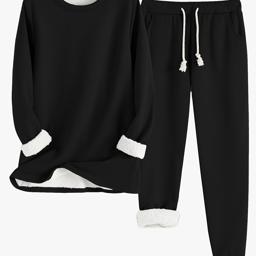 Women's Fleece-Lined Sweatshirt & Jogger Set
