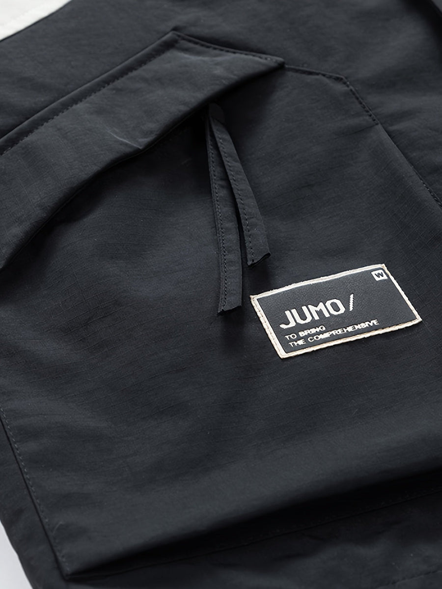 Unisex Blockfärgad Jacka med Huva och Fickor