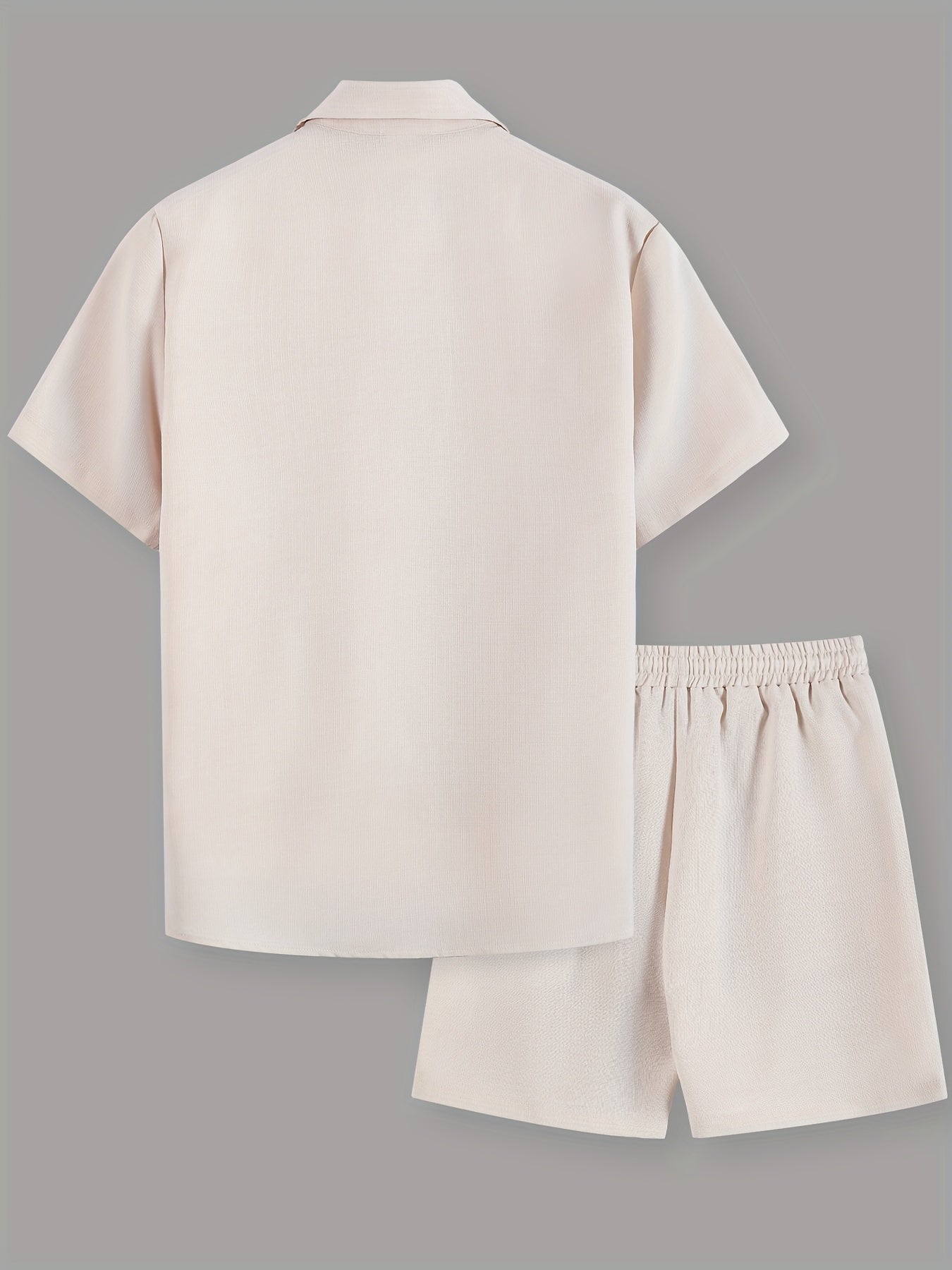 Herr Kortärmad Skjorta och Shorts Set – Avslappnad Sommarlook för Fritid och Semester