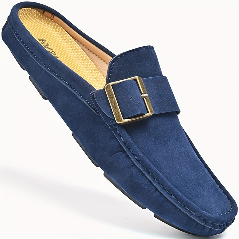 Herr loafers med öppen häl och spänne – Elegant slip-on för vardag och fest