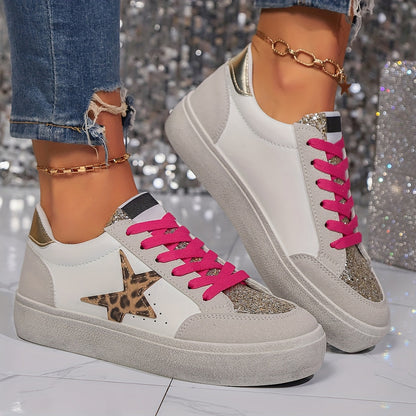 Dam Sneakers med Glittrig Stjärndesign – Trendiga Vardagsskor för Mode och Komfort