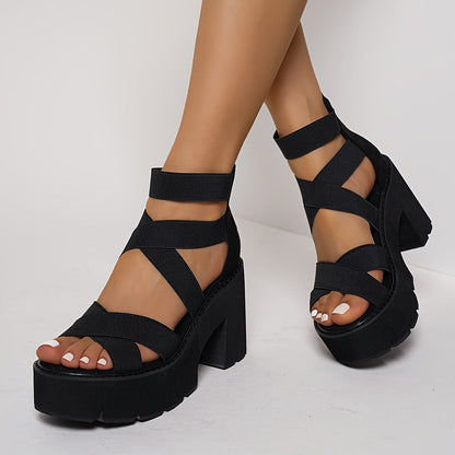 Dam Chunky Plattform Sandaler – Trendiga Fest- & Vardagsklackar med Remmar