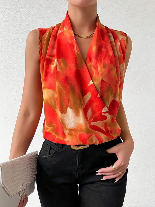 Dam Blus Ärmlös Omlott Vardagsstil Elegant Festtop