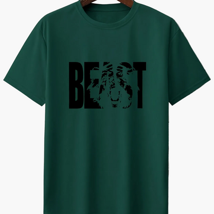 Herr T-shirt med BEAST-tryck – Trendig och avslappnad stil för stora storlekar