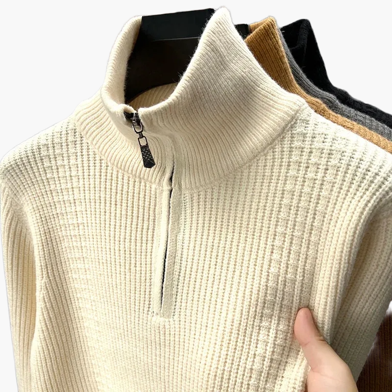 Damtröja med halv dragkedja – stickad, avslappnad och elegant