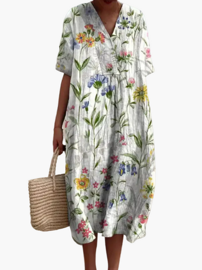 Dam Sommarklänning Lös Passform Blommig Vardagsstil