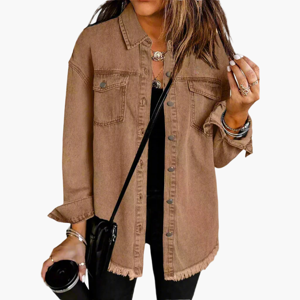 Dam Jeansjacka Oversized Casual Stil – Perfekt för Lager-på-lager och Vardag