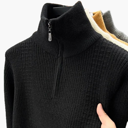 Damtröja med halv dragkedja – stickad, avslappnad och elegant