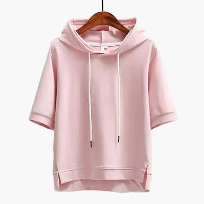 Dam Hoodie med Korta Ärmar – Trendig och Avslappnad Tröja för Vardag och Sport