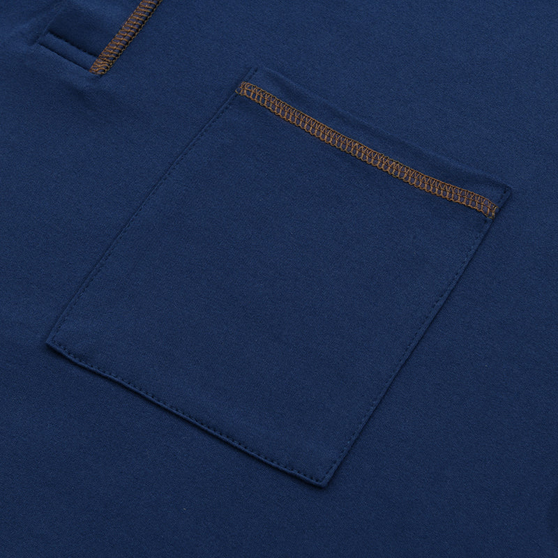 Herr T-shirt med Henley-krage och färgblock, kortärmad – Modern och avslappnad stil för vardag och fritid