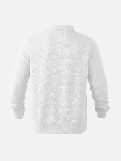 Herr – Pullover med halvdragkedja och diskret mönster – Smart casual tröja för vardag och kontor