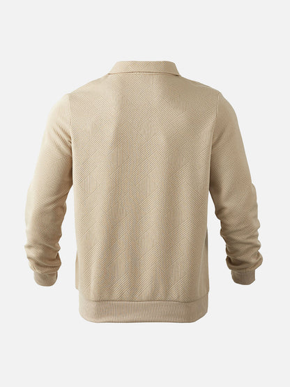Herr – Pullover med halvdragkedja och diskret mönster – Smart casual tröja för vardag och kontor