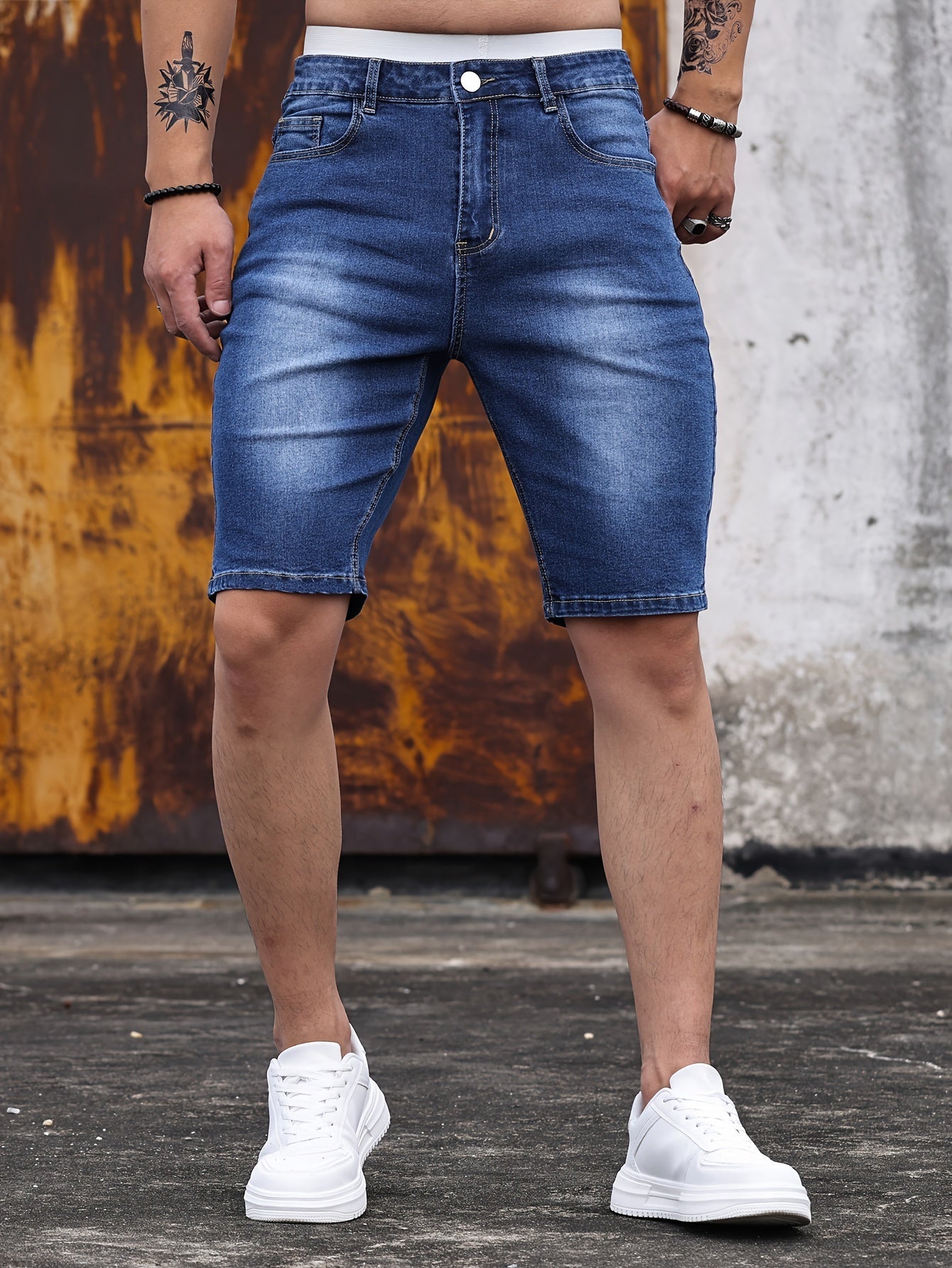Herr Bermudashorts Skinny Jeans – Trendiga Kortbyxor för Sommar och Fritid