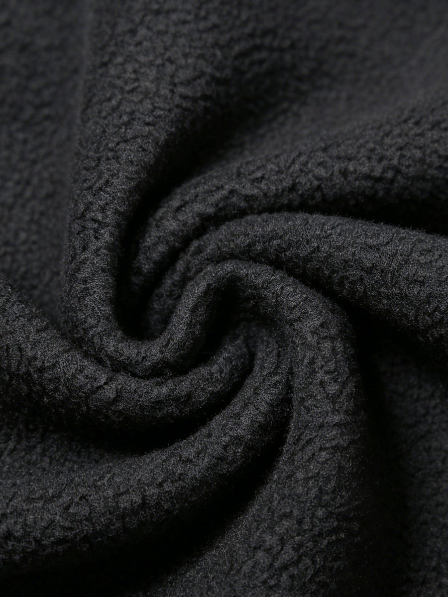 Herr fleecejacka med halv dragkedja och bröstficka i kontrastfärg