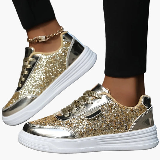 Dam Sneakers Plattform Glittrig Trendig Mode Promenadskor