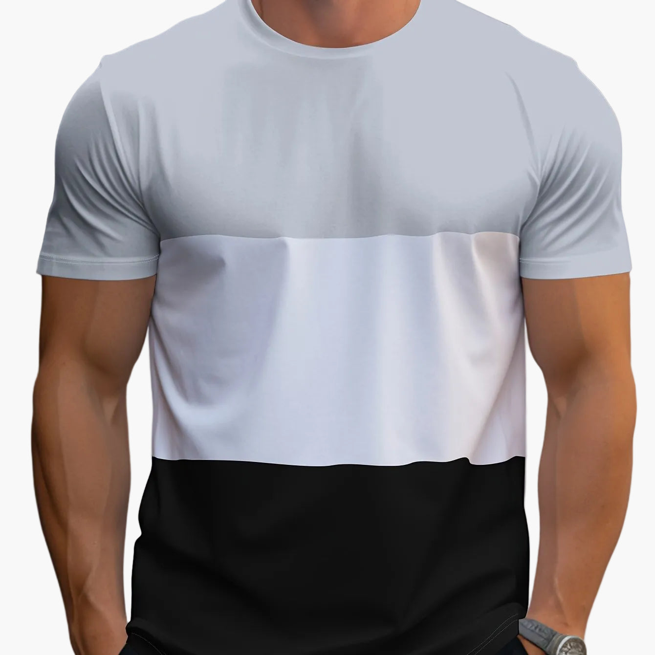 Herr T-shirt med färgblock – Modern och avslappnad stil för vardagsbruk