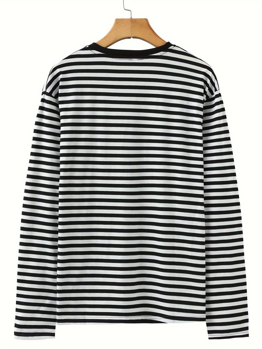 Randig långärmad t-shirt med rund hals