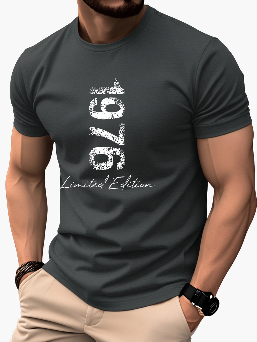Herr T-shirt 1976 Limited Edition Retro Stil – Casual Trendig Kortärmad
