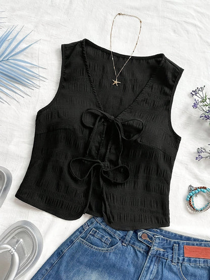 Dam Väst med Knytband och Boho-Design för Avslappnade Sommaroutfits