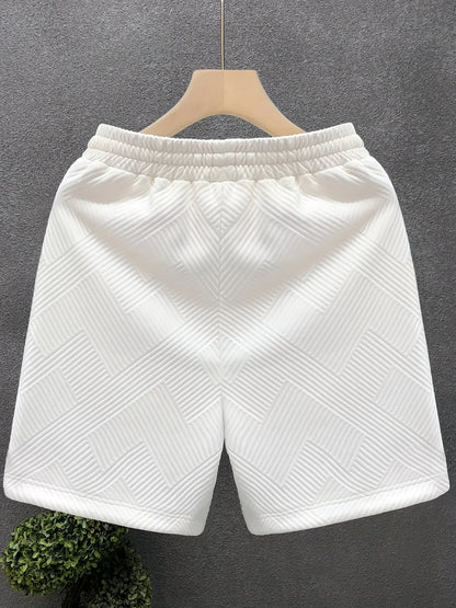Herrshorts Avslappnad Stil Med Präglat Mönster För Fritid Och Träning