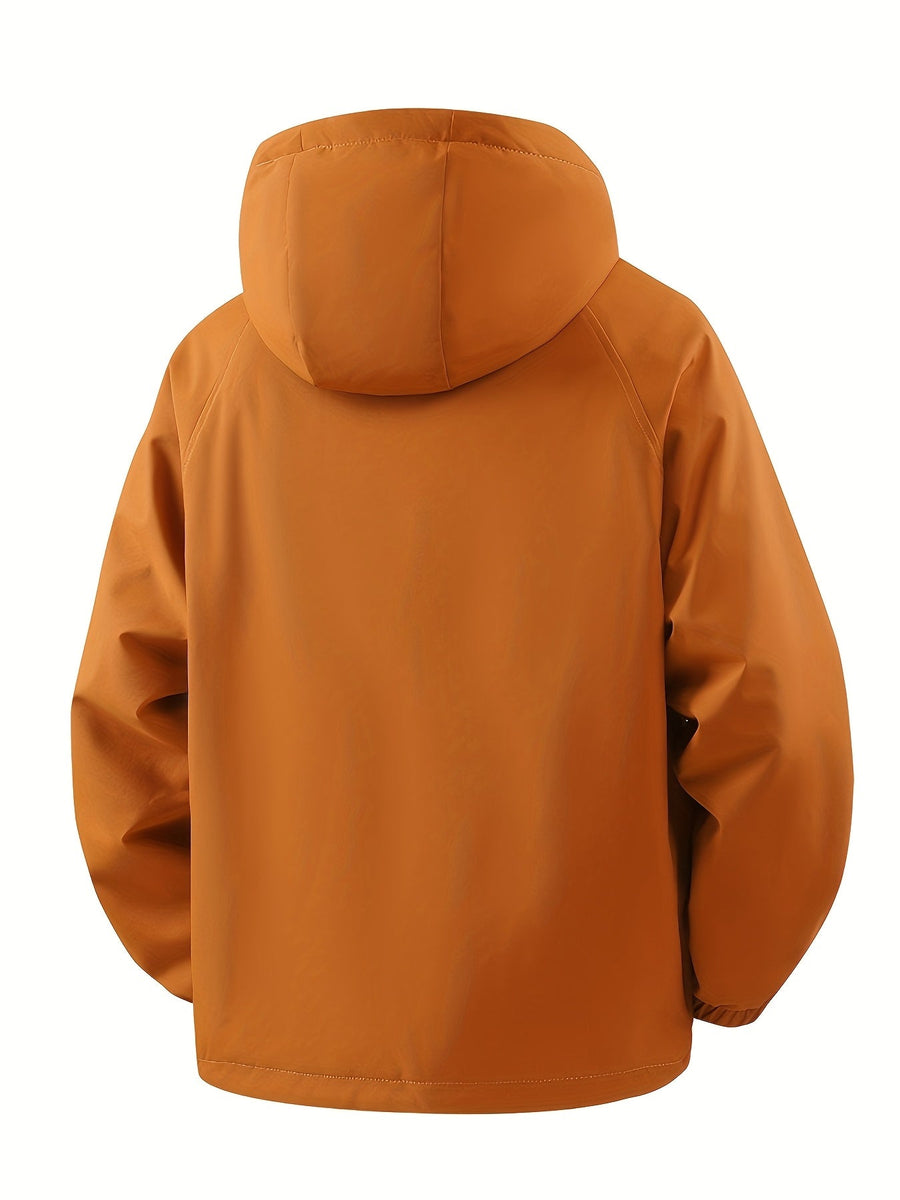 Vändbar Herrjacka med Huva och Fleecefoder i Orange