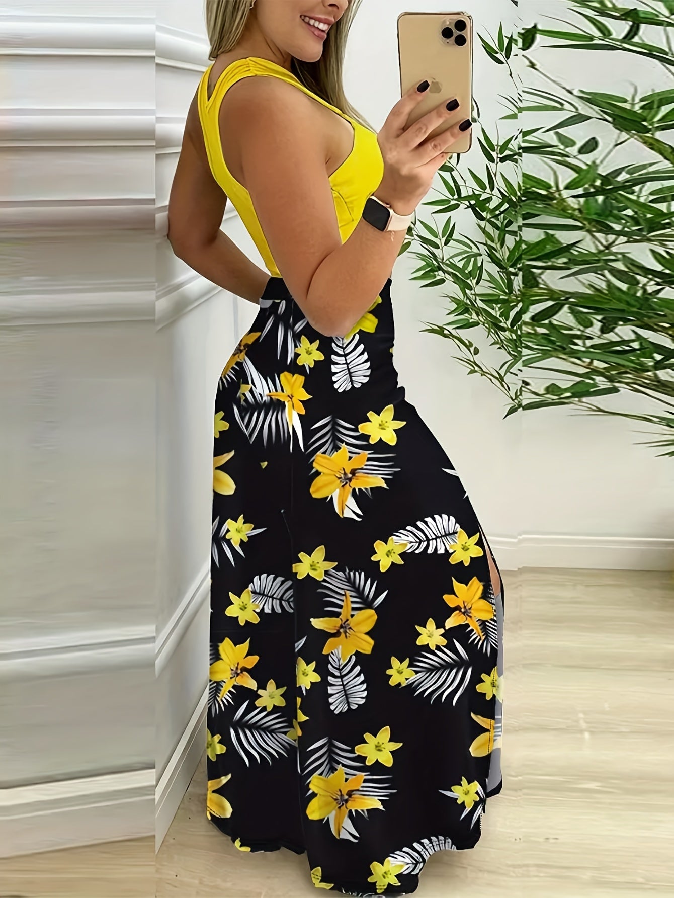 Dam Set med Utsvängd Kjol och Crop Top Elegant Sommarstil