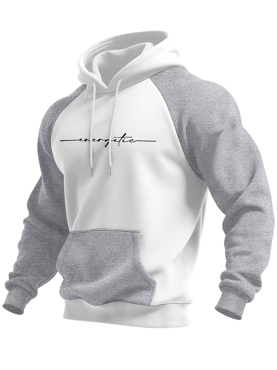 Hoodie med raglanärm och känguruficka, tvåfärgad