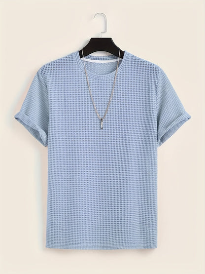 Herr T-shirt med modern nätstruktur och avslappnad passform – Perfekt för vardag och semester