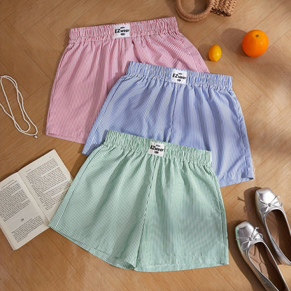 Damers randiga avslappnade pyjamasshorts – perfekt för vardagskomfort och sommar