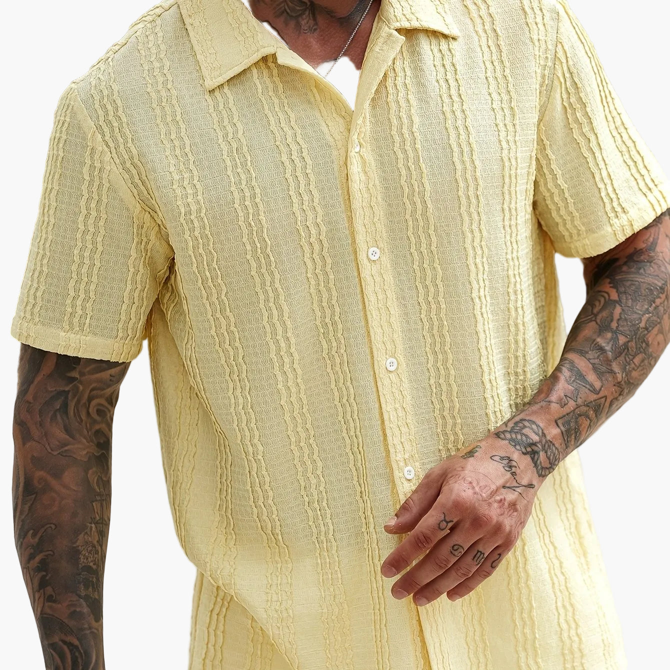 Herr Skjorta Kortärmad Randig Sommar Casual Weekendstil