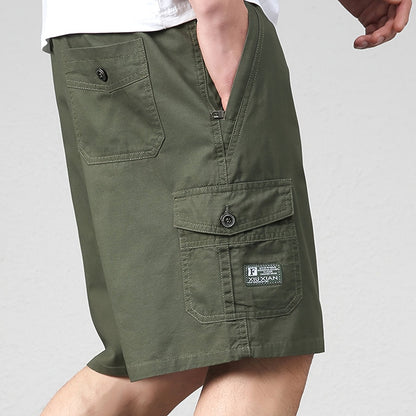 Herrarnas avslappnade cargoshorts med fickor för vardag och fritid