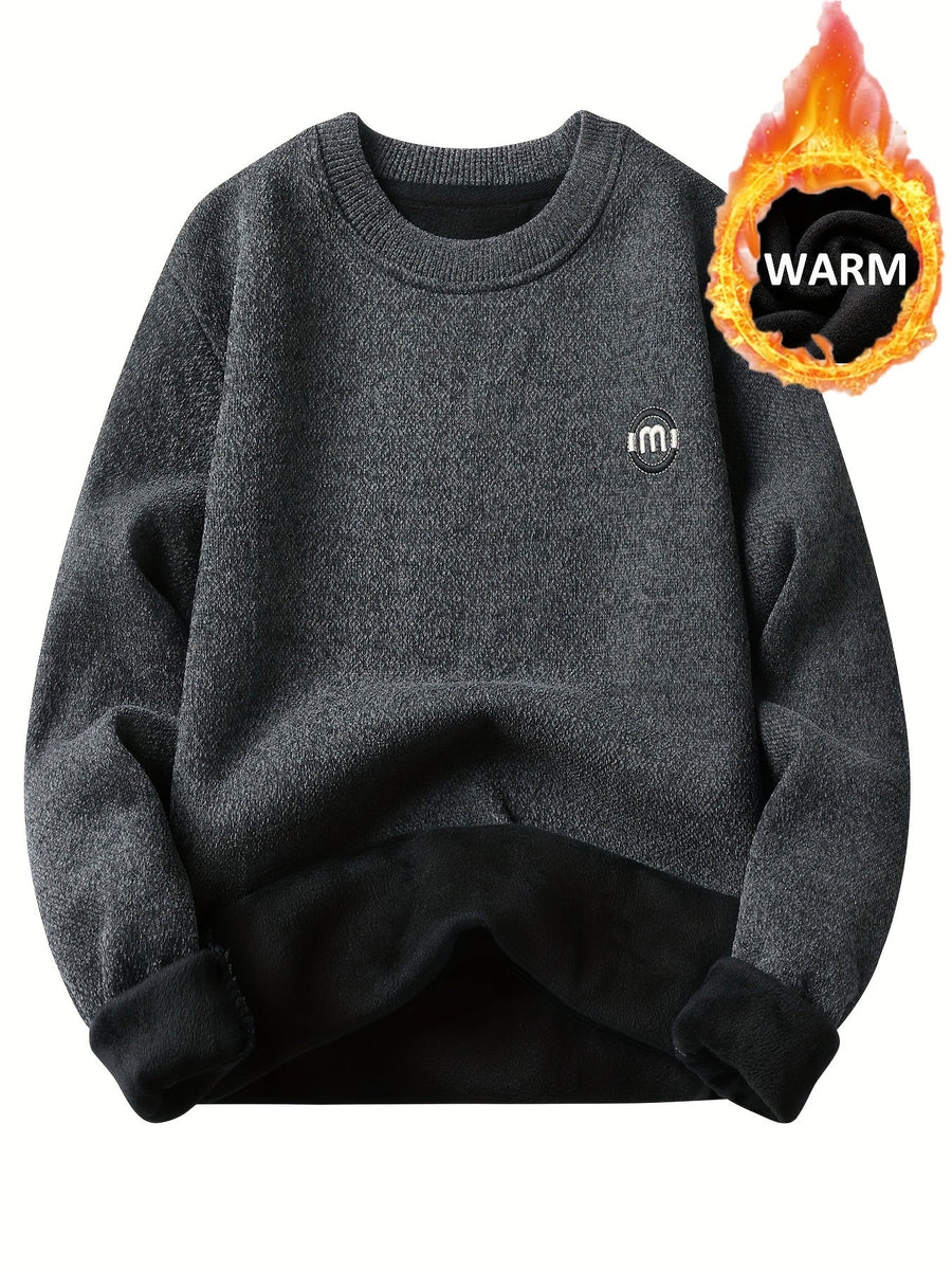 Mjuk Sweatshirt med Rund Hals och Fodrad Insida, Herr