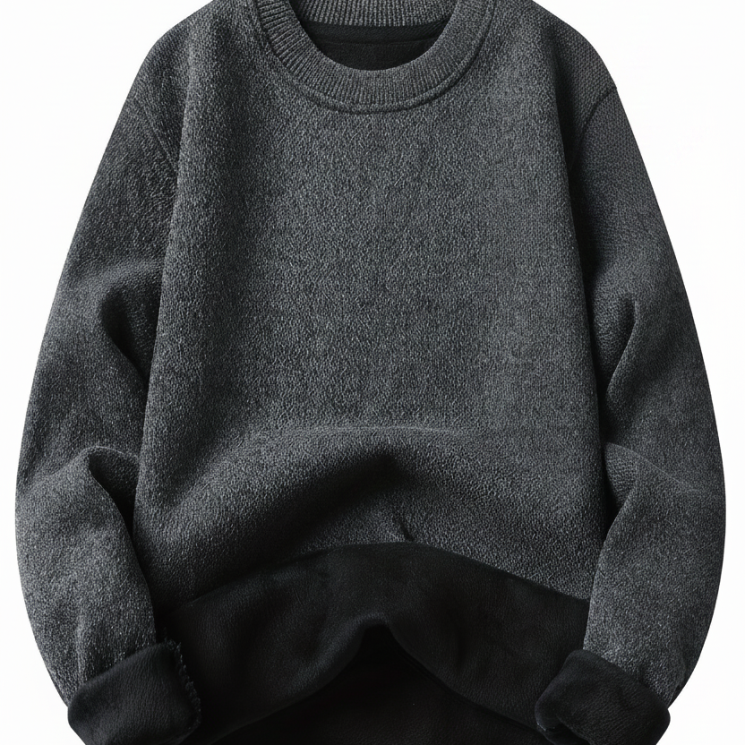 Mjuk Sweatshirt med Rund Hals och Fodrad Insida, Herr