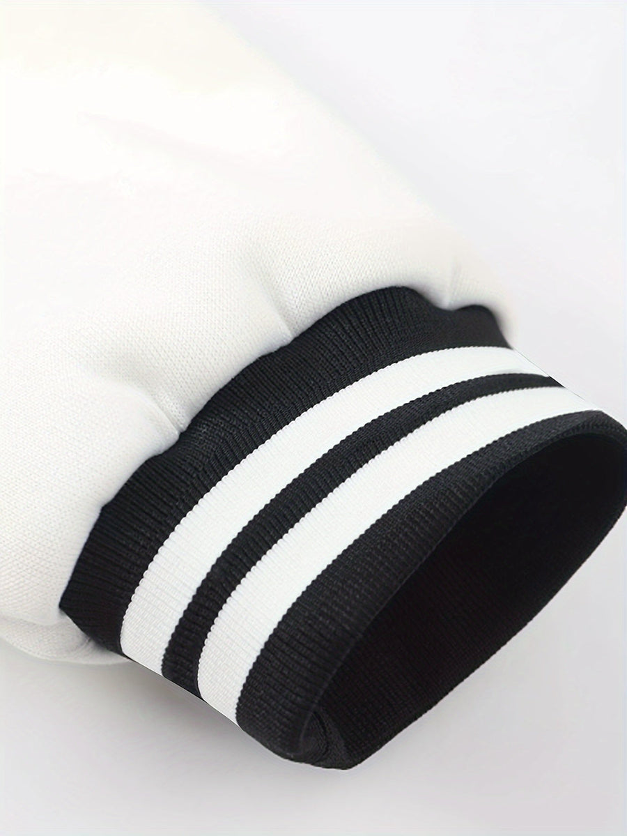 Unisex Baseballjacka & Byxor Set med Tryck Svart Vit