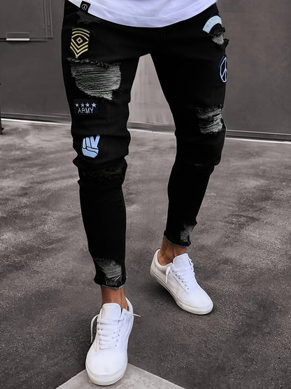 Justin – Slim Fit Rippade Denimjeans i Vitt
