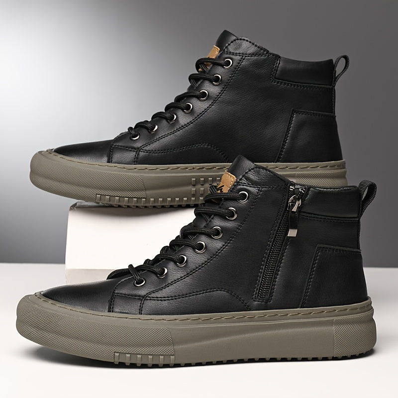 Svarta Kängsneakers för Herr med Dragkedja Högt Skaft