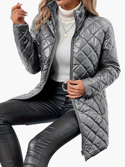 Dam quiltad vardagsjacka med elegant design – perfekt för höst och vinter