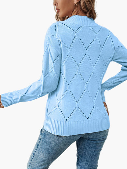 Damtröja Elegant Geometrisk Stickad Långärmad Vardagsstil